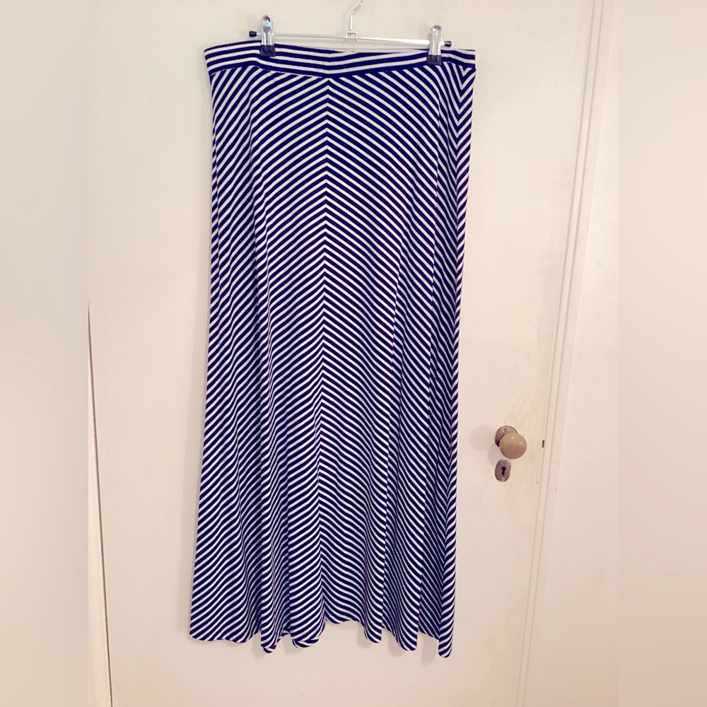 Loft Blue Striped Maxi Skirt Size M